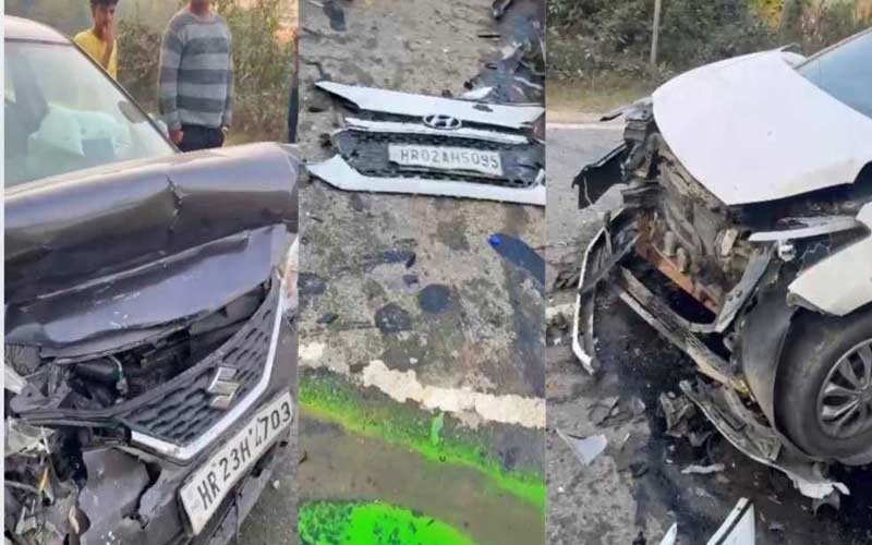 पांवटा साहिब में कार दुर्घटना में 2 लोग घायल, एनएच-07 पर टक्कर के बाद जाम लगा